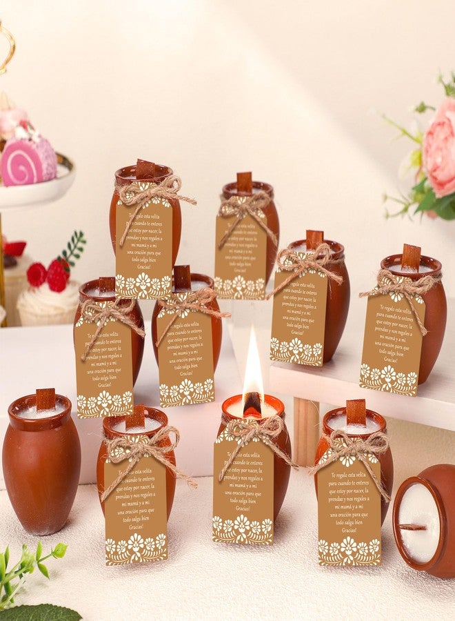 Conelist 12 Set 12 Set Cielito Lindo Party Decorations Baby Shower Candles Terracotta Mexican Recuerdos DIY Jar Candles with Gift Tags and Rope for Birthday Cinco De Mayo Fiesta (Brown) - Image 5